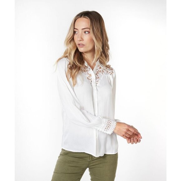 NWT ESQUALO White Crochet Lace Blouse - Picture 4 of 8